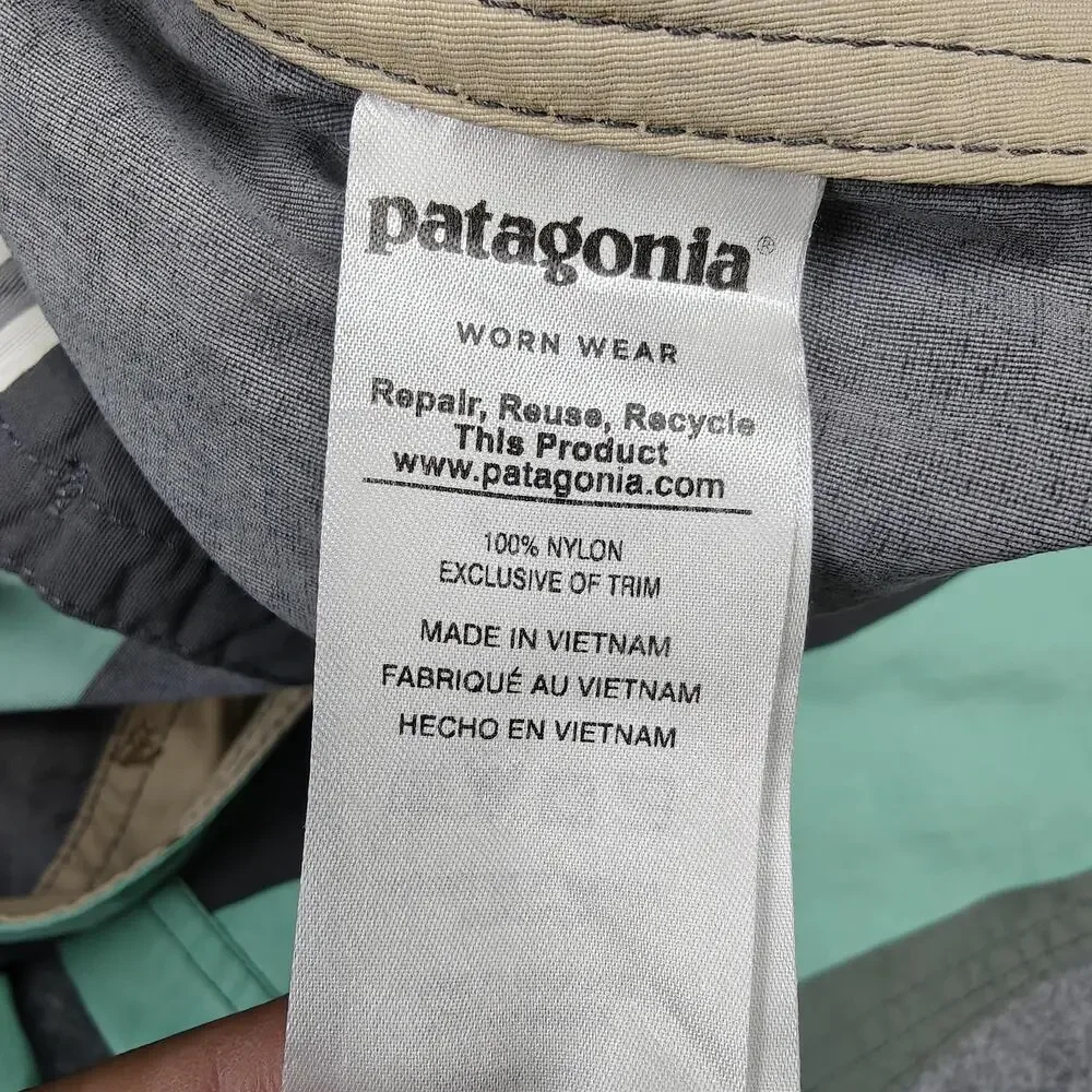 Patagonia Board Shorts Mens 38 Green Striped Lined Quick Dry Drawstring Pockets